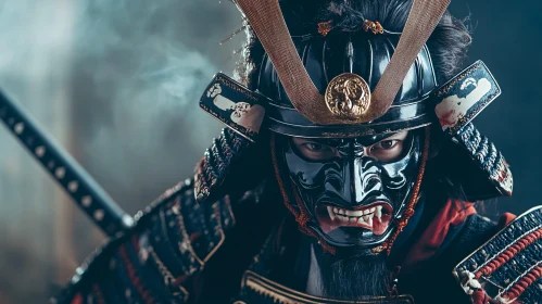 Masked Samurai Warrior Portrait