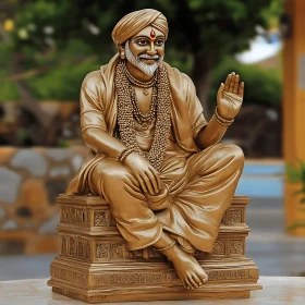 Golden Sculpture of a Spiritual Leader