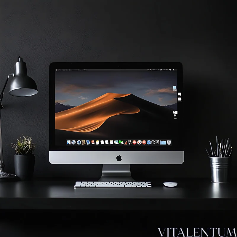 Minimalist iMac Desktop Setup AI Image