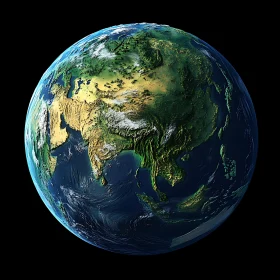 Asia Continent From Space
