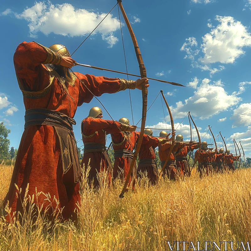 AI ART Line of Archers in Field