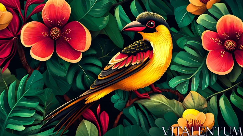 Bird in a Tropical Paradise AI Image