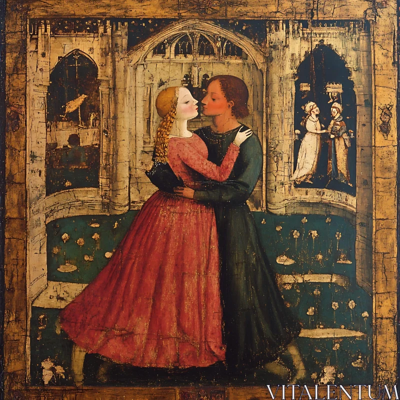 Medieval Couple in Love Painting AI Image