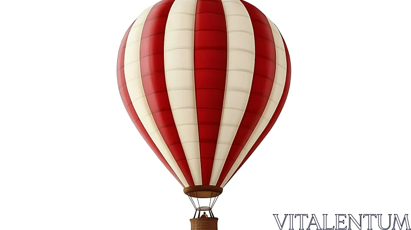 Striped Hot Air Balloon on White AI Image