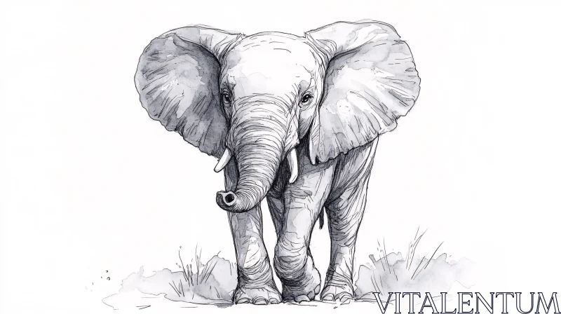 Elephant Monochrome Art AI Image