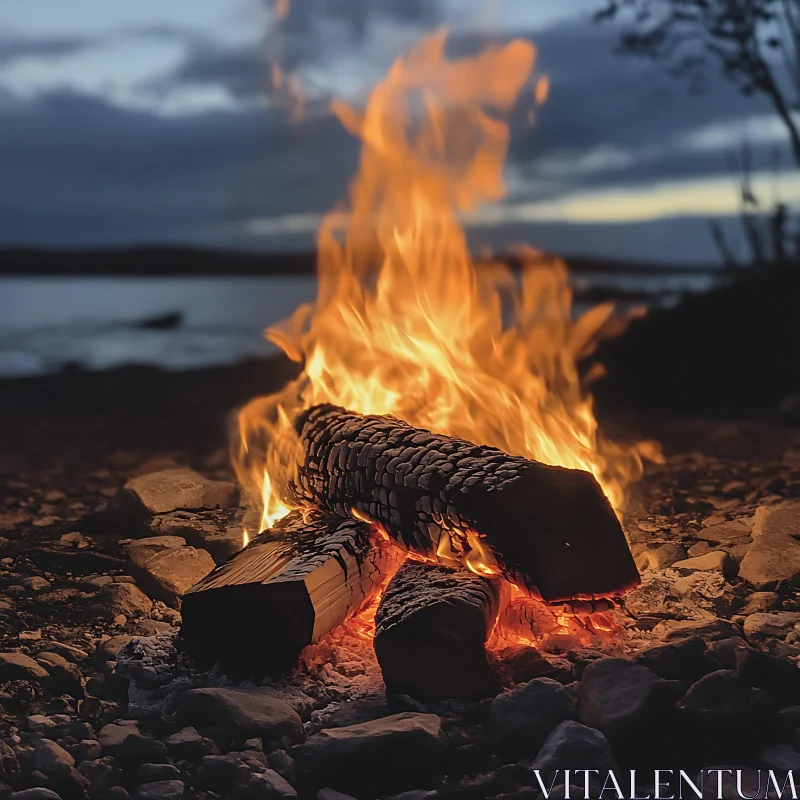 Evening Serenity by the Campfire AI Image