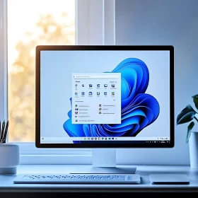 Sleek Desktop Computer in a Home Office