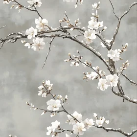 Spring Blossoms Against Gray Background