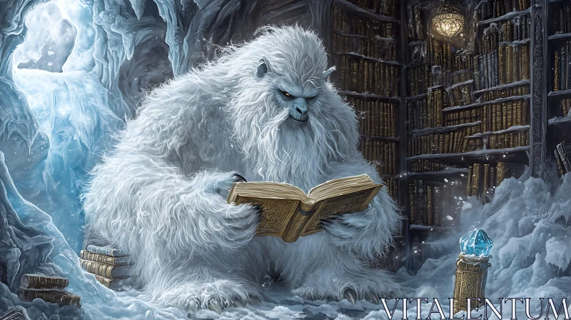 AI ART Abominable Snowman Reading a Book