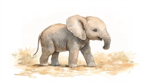 Adorable Baby Elephant Painting