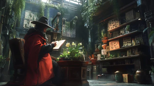 Wizard Writing in Greenhouse