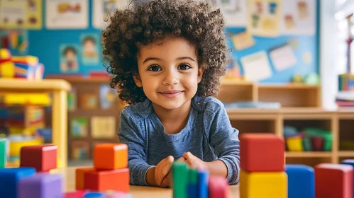 Young Girl Smiling in Classroom