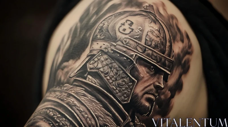 AI ART Detailed Roman Soldier Tattoo Design