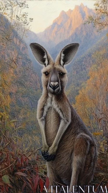 AI ART Kangaroo and Mountains