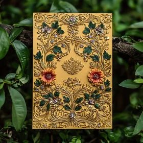 Intricate Floral Ornament with Golden Details