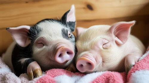 Cute Piglets Sleeping