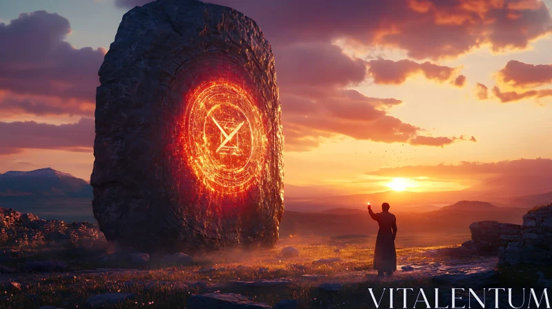 Mystic Monolith Sunset AI Image