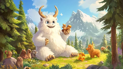 Friendly Yeti with Animal Companions