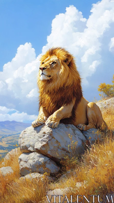 Regal Lion in Natural Habitat AI Image