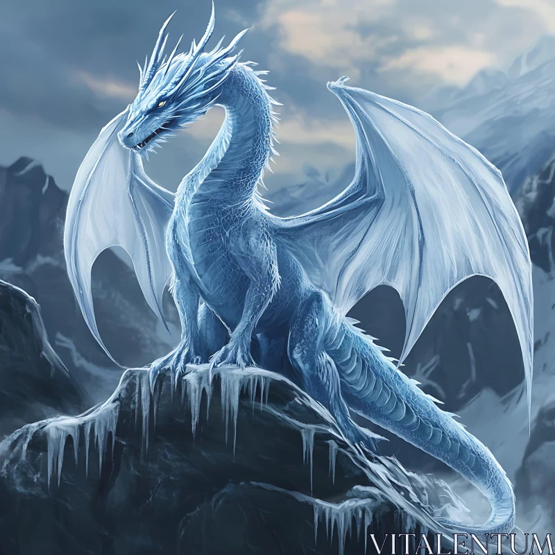 AI ART Frozen Majesty: An Ice Dragon's Domain