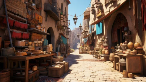Medieval-Inspired Egyptian Art Street Scene