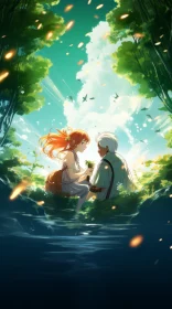 Mesmerizing Anime Artwork: Two Lovers in Nature