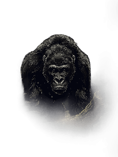 Monochrome Gorilla T-Shirt Design - Powerful Wildlife Art POD Design