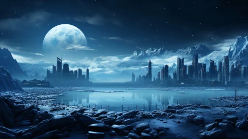 Moonlit Futuristic City: A Fusion of Land and Water