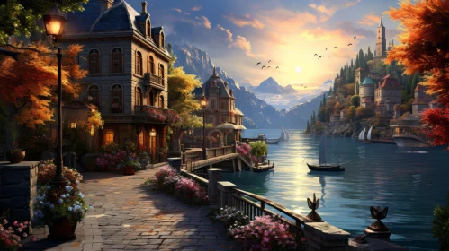 Scenic Village Painting with Detailed Backgrounds | Artistically Rendered