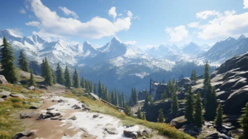 Stunning Mountain Landscape in Gaming Art