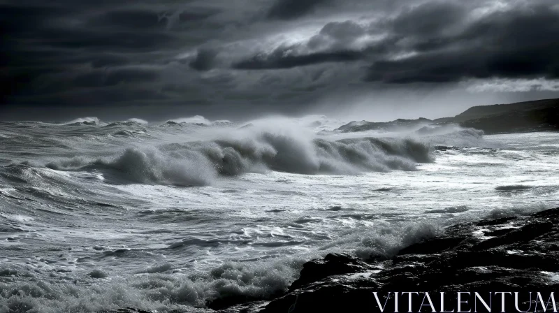 Turbulent Seascape: A Powerful and Dynamic Image of the Sea AI Image
