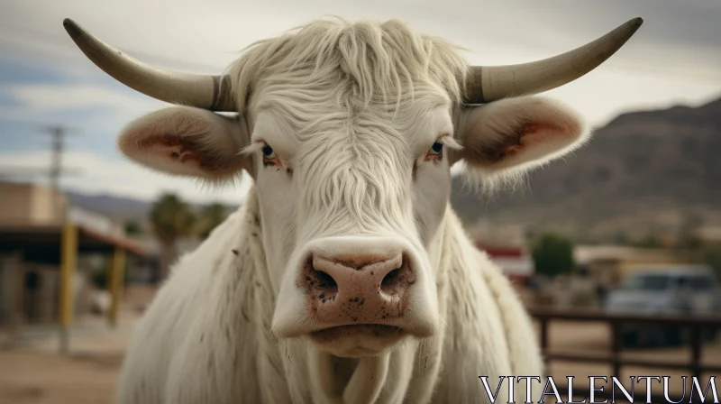 White Cow Portrait - A Blend of Precisionism and Narrative Visual Storytelling AI Image