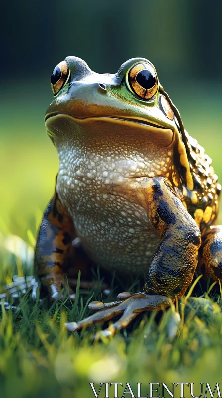 Frog in Natural Habitat Close-up AI Image