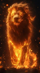 Fiery Lion in Blaze