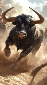 Dynamic Bull in Motion