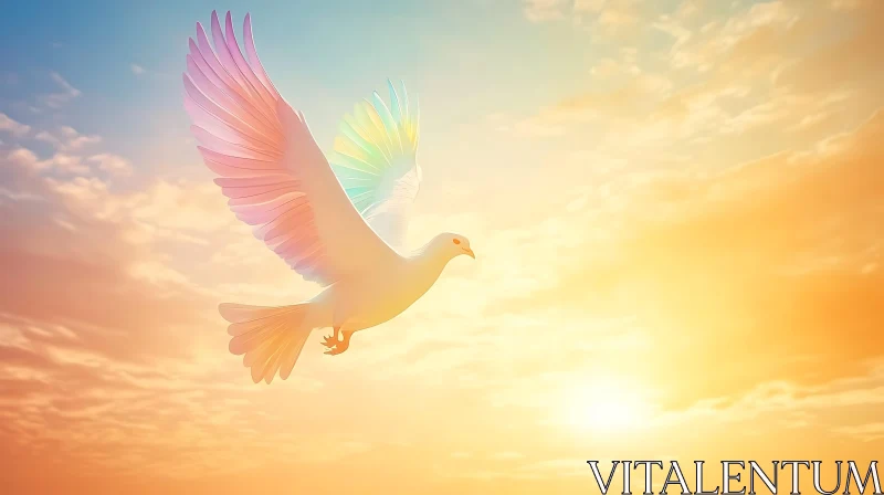 White Dove Ascending into the Sky AI Image