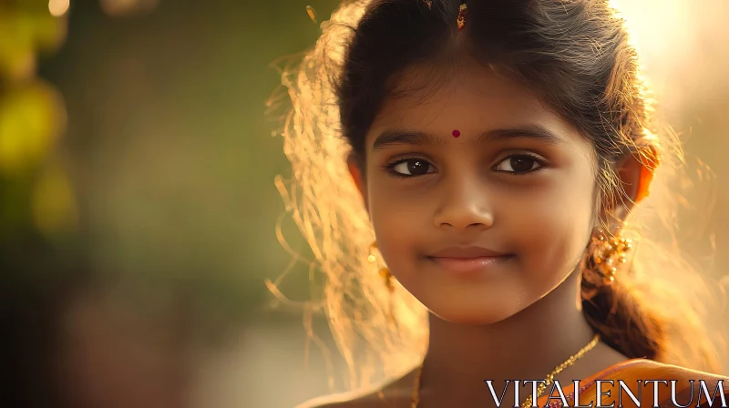 Radiant Girl in Traditional Attire AI Image