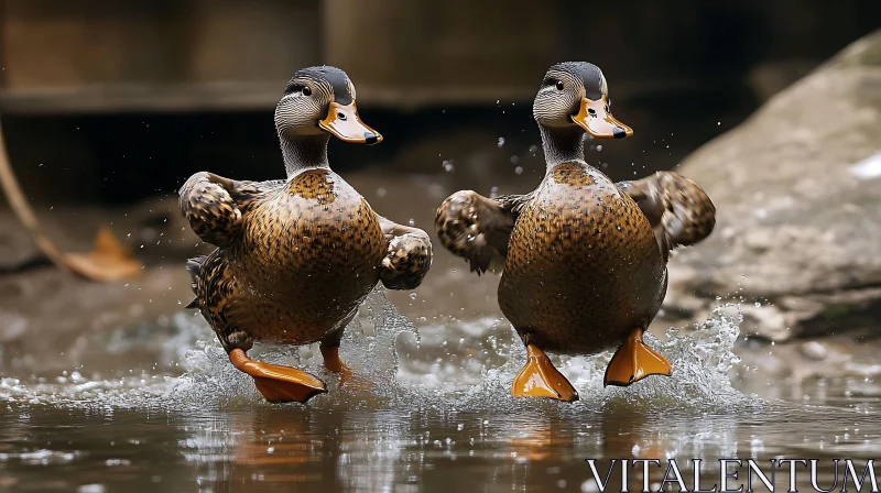 Dancing Ducks in Water AI Image