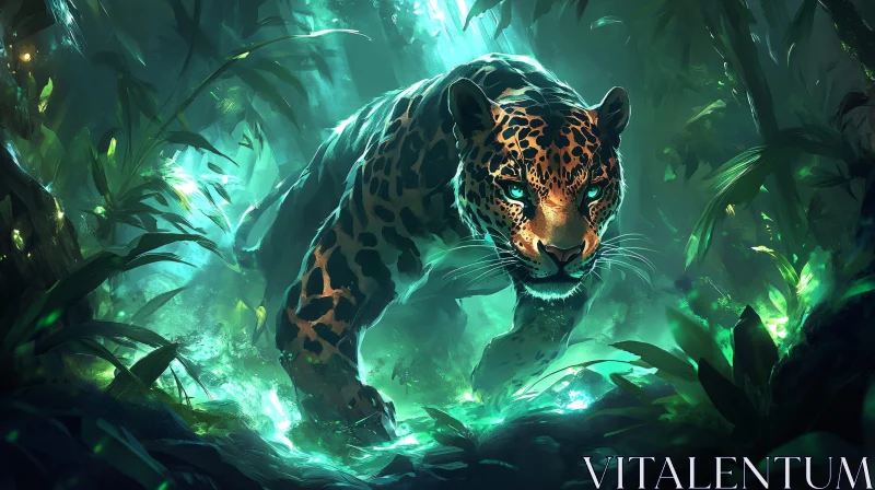 Jungle Leopard in Enchanted Light AI Image