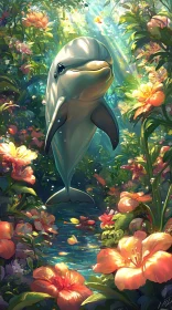 Dolphin Amidst Blossoms