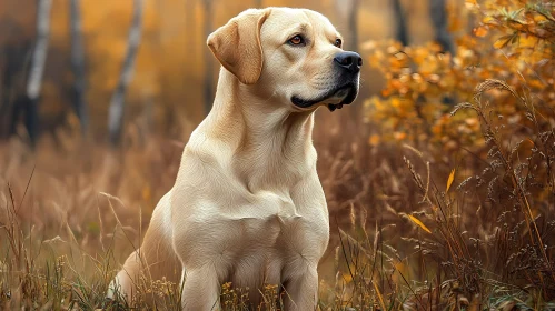 Dog in Autumn Landscape