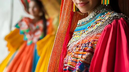 Woman in Traditional Colorful Dress