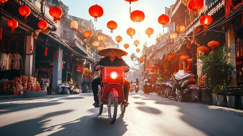 Asian Street with Lanterns