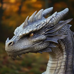 Grey Scaled Dragon with Amber Eye