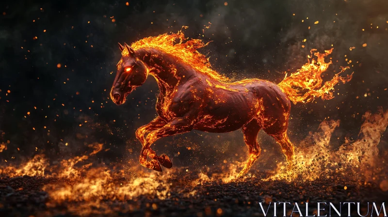 Mythical Flame Horse in Motion AI Image