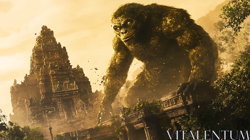 Giant Ape in Jungle Ruins AI Image