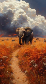 Majestic Elephant in Vibrant Savannah