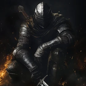 Medieval Knight with Sword and Armor