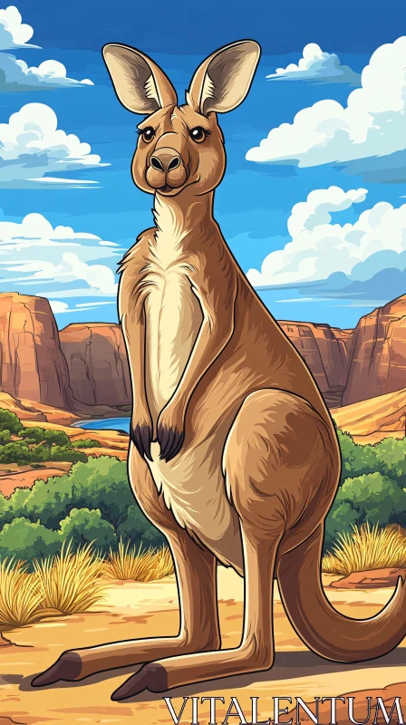 AI ART Nature's Grace: Kangaroo and Outback