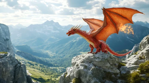 Fantasy Dragon on Mountain Top